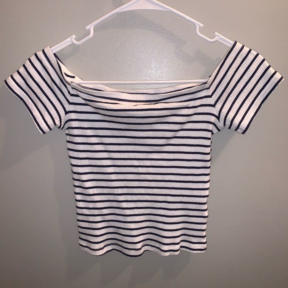 Blue and White off the shoulder